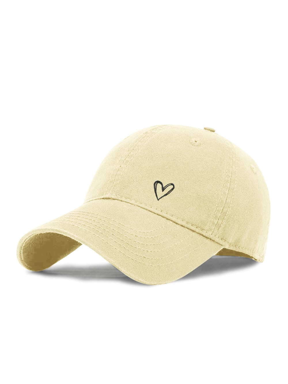 Vintage Heart Embroidered Baseball Cap Distressed Adjustable | Camel | Size OS